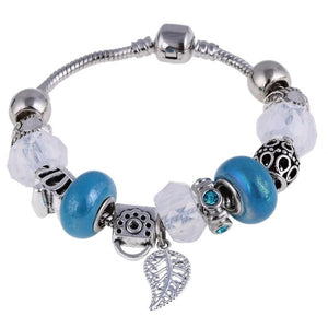 Charm Beads Silver Bracelet - Pink or 23 colors and designs