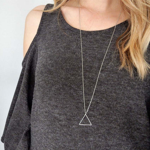 Simple Gold/Silver Chain Triangle Long Necklace