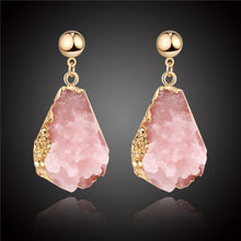 Load image into Gallery viewer, Druzy Drop Pink Resin Stone Earrings