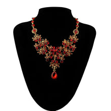 Load image into Gallery viewer, Crystal Rhinestone Choker Necklace Set - Red