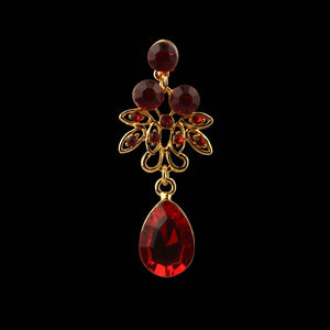 Crystal Rhinestone Choker Necklace Set - Red