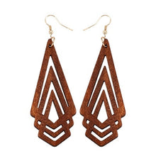 Load image into Gallery viewer, Natural Wooden Hollow Triangle Earrings - 4 Colors