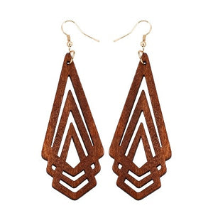 Natural Wooden Hollow Triangle Earrings - 4 Colors