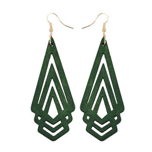 Natural Wooden Hollow Triangle Earrings - 4 Colors