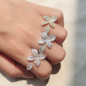 Cubic Zircon Lucky Clover Leaf Flower Pendent, Bracelet, Ring - Adjustable Jewelry