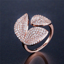 Load image into Gallery viewer, Cubic Zircon 3 Leaf Flower Ring - 3 Colors Adjustable