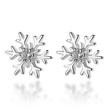 Load image into Gallery viewer, Crystal Snowflake Stud Earrings - Silver Color