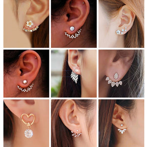 Different Designs: Pearl Heart Flower Angel Wings Stud Earrings