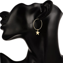 Load image into Gallery viewer, Hanging Star Hoop Earrings - Gold Silver Color