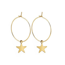 Load image into Gallery viewer, Hanging Star Hoop Earrings - Gold Silver Color