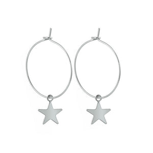 Hanging Star Hoop Earrings - Gold Silver Color