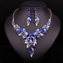 Load image into Gallery viewer, Indian Bridal Crystal Necklace Earrings Sets - 9 Colors