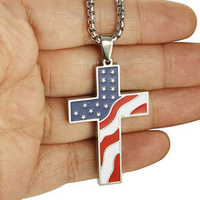 Load image into Gallery viewer, American Flag Gold Cross Pendant