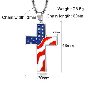 American Flag Gold Cross Pendant