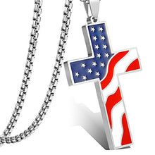 Load image into Gallery viewer, American Flag Gold Cross Pendant