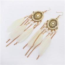 Load image into Gallery viewer, Long Tassel Feather Style Ethnic Boho Big Dangle Earrings
