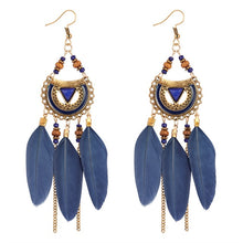 Load image into Gallery viewer, Long Tassel Feather Style Ethnic Boho Big Dangle Earrings - 4 Colors
