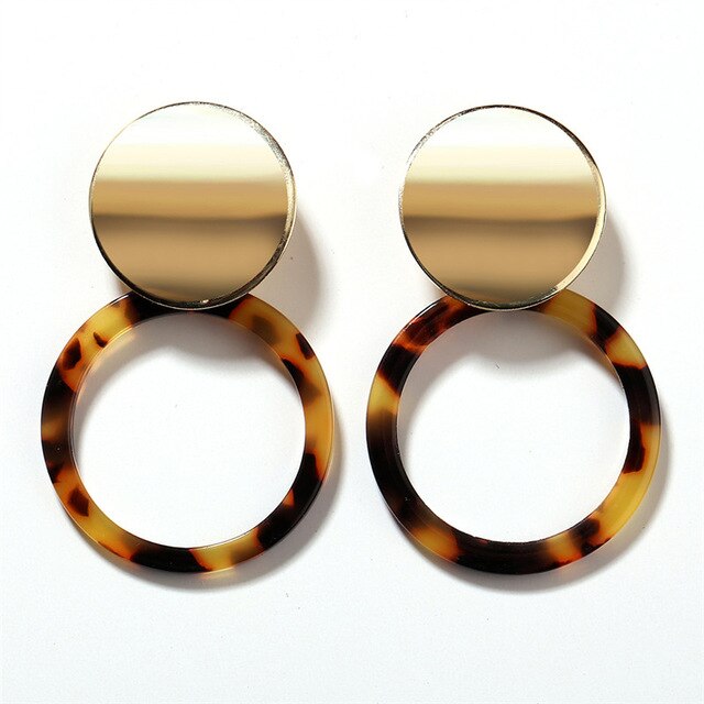 Geometric Dangle Circle Pattern Earring Gold Color - New Arrival