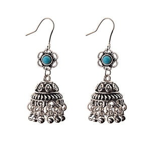 Ethnic Indian Gypsy Boho Jhumka Earrings Oxidized Silver - 2 Colors