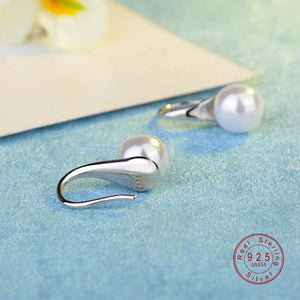 White Pearl Earrings in 925 Sterling Silver