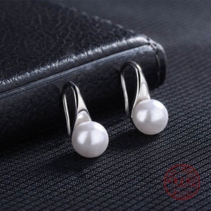 White Pearl Earrings in 925 Sterling Silver