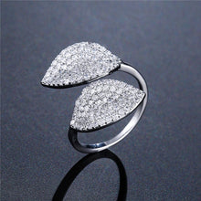 Load image into Gallery viewer, Cubic Zircon Two Leaf Flower Ring - 3 Colors Adjustable