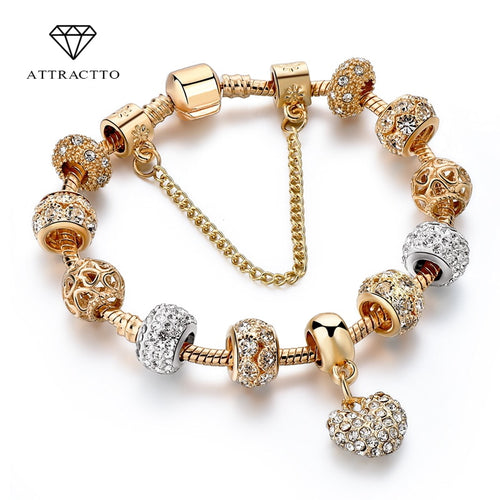 Luxury Heart Charm Golden Bracelets