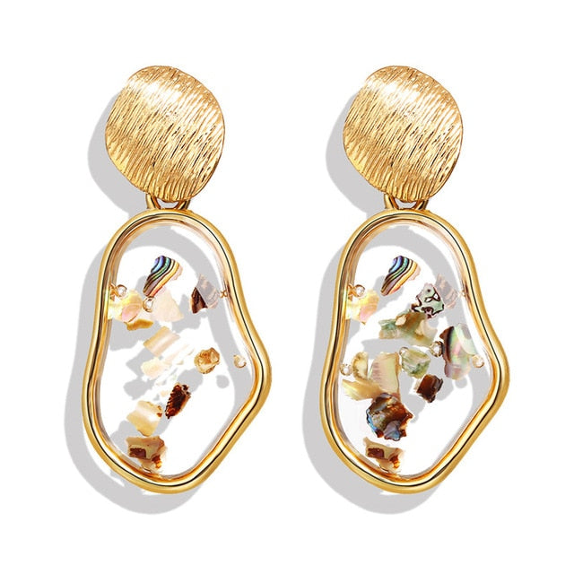 Geometric Dangle Earring Gold Round Color - New Arrival