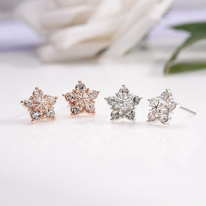 Rhinestone Crystal Rose Gold Stars Snowflake Stud Earring